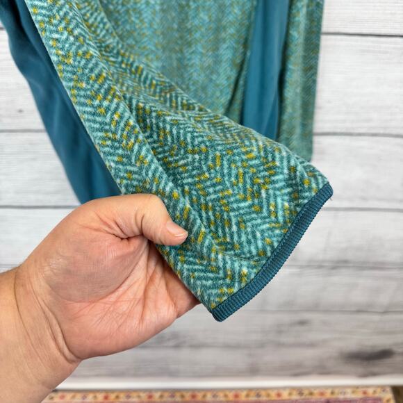 Columbia Plus Size Teal & Yellow Chevron Fleece Quarter Zip Jacket Size 1X - Picture 5 of 10